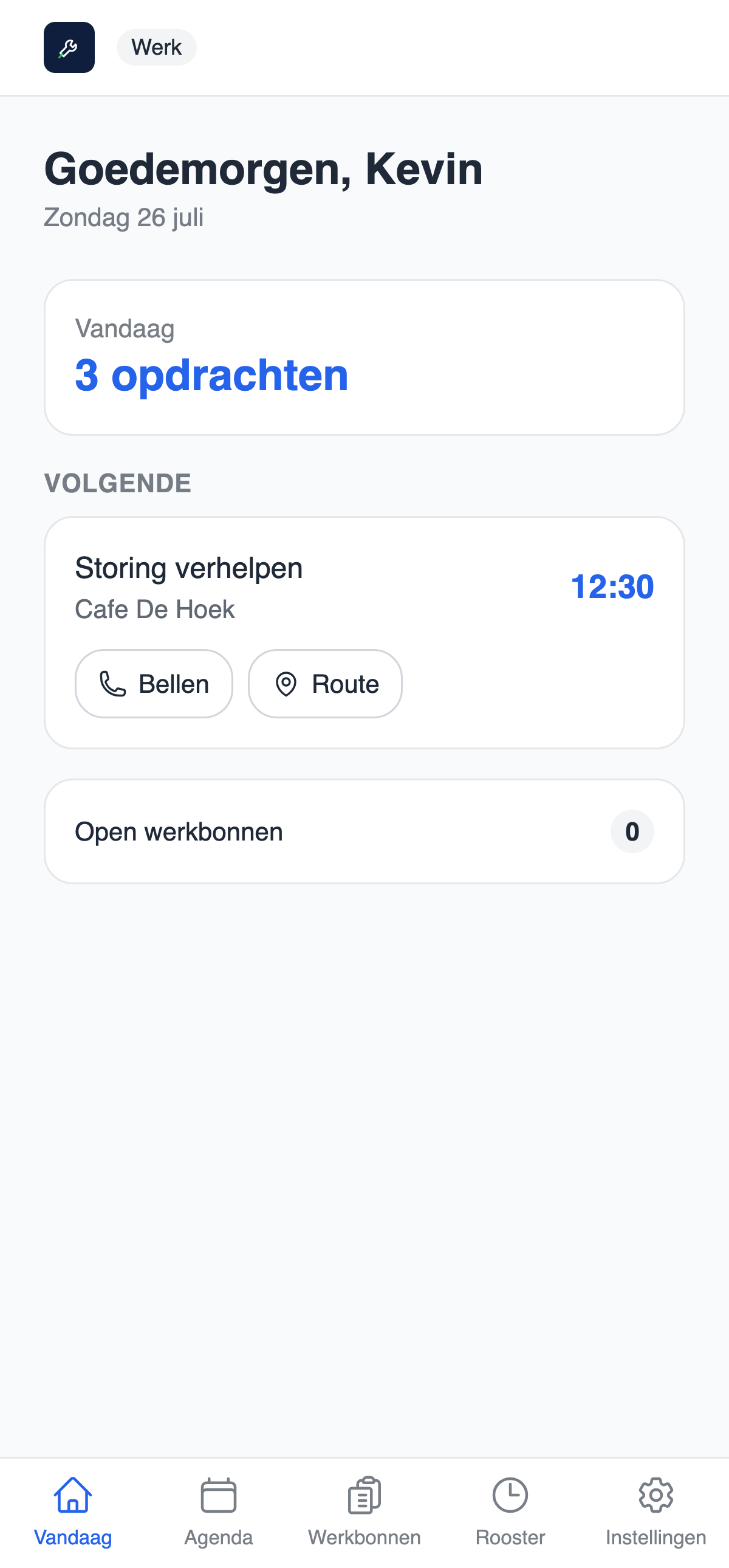 De werk-app: de dag van vandaag