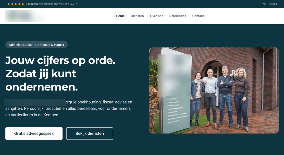 Voorbeeld van een Webrio-site voor een boekhoudkantoor