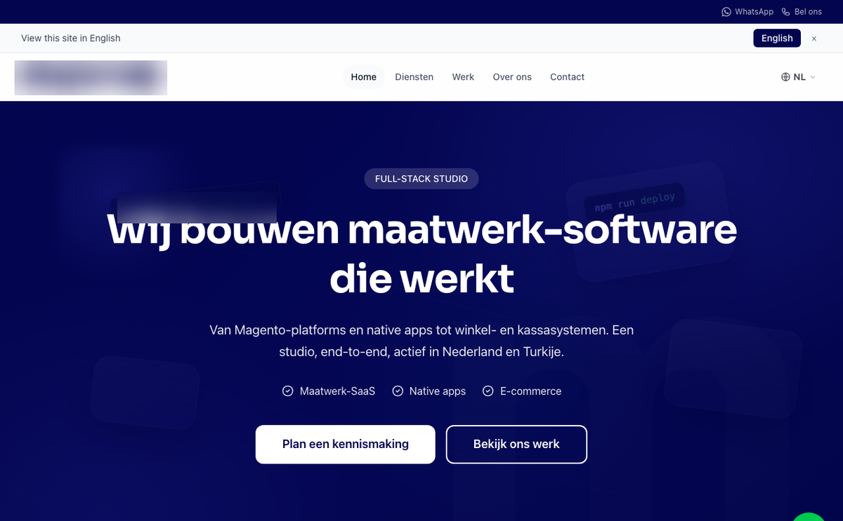Voorbeeld van een Webrio-site voor een IT-bedrijf