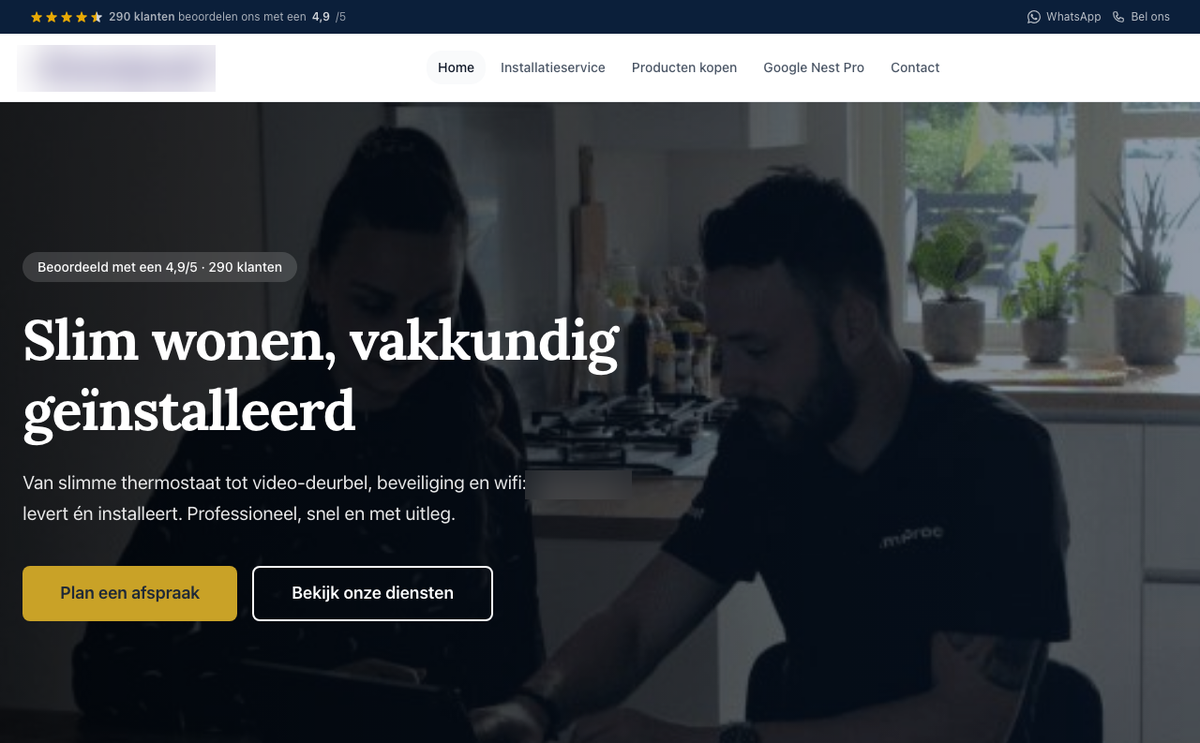 Voorbeeld van een website gemaakt met Webrio