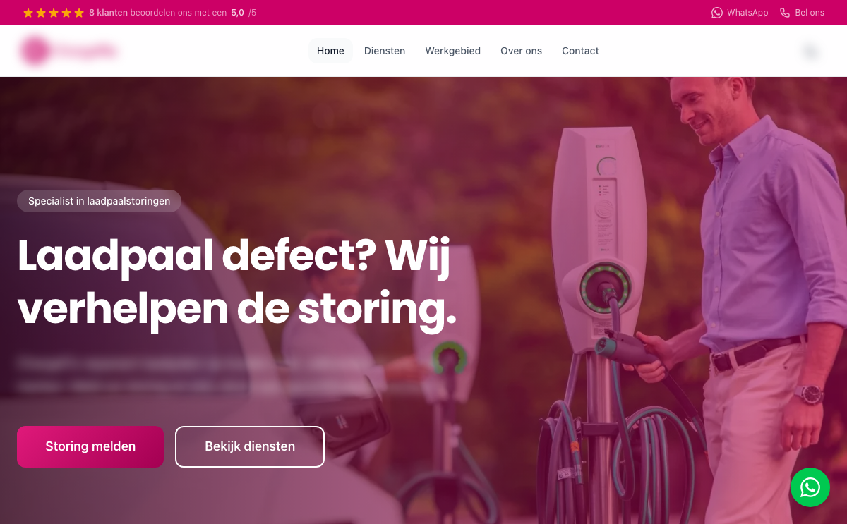 Voorbeeld van een Webrio-site: Laadpaalservice