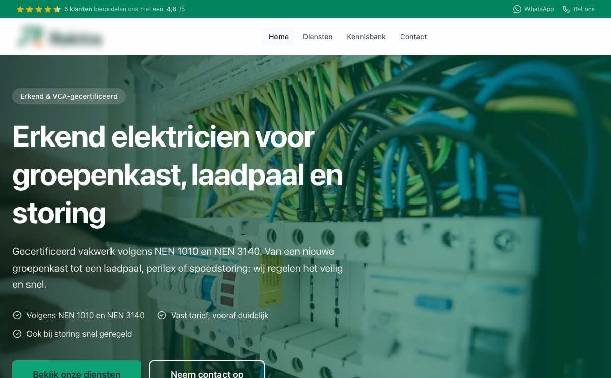Voorbeeld van een Webrio-site: Elektricien