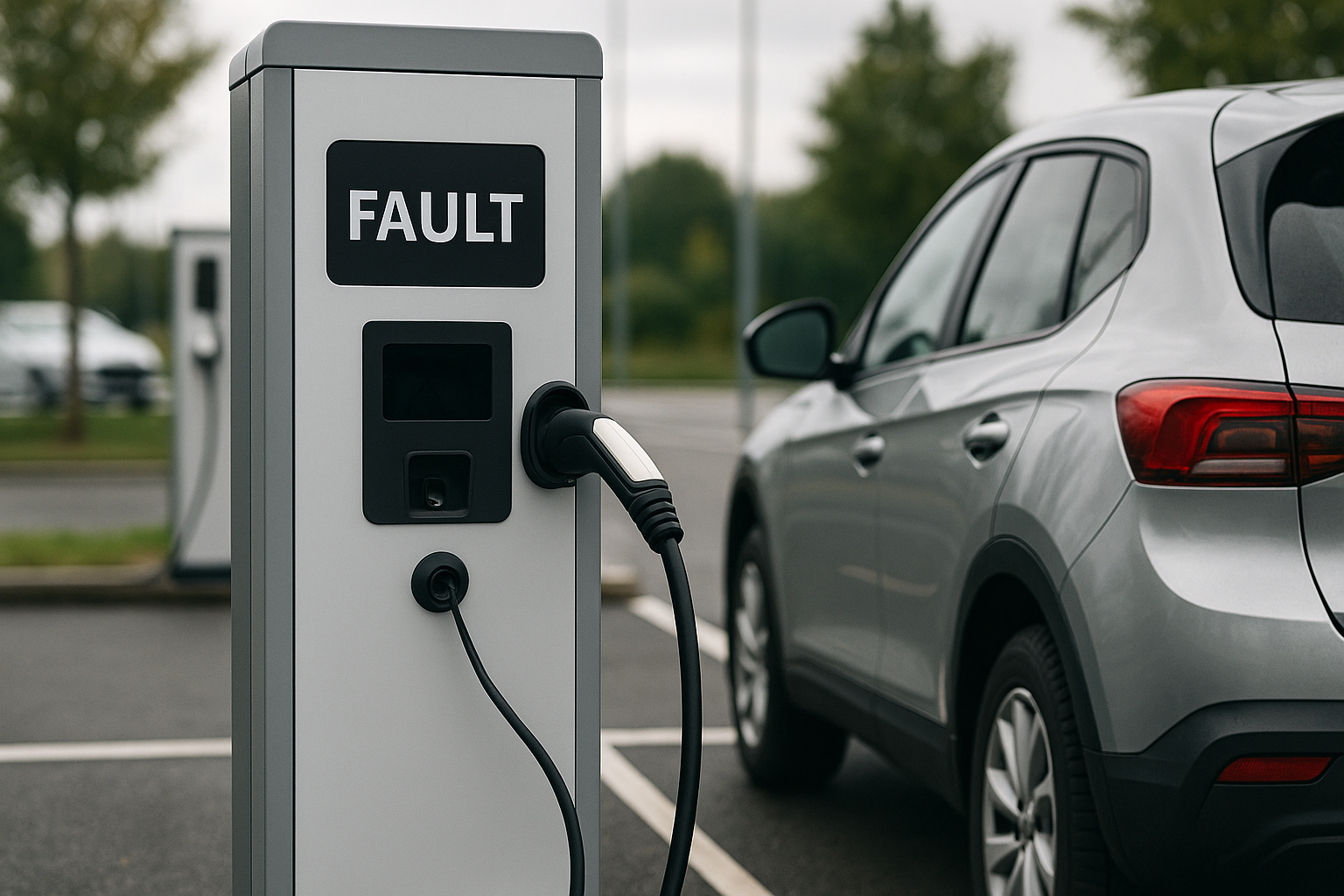 Een defecte elektrische laadpaal